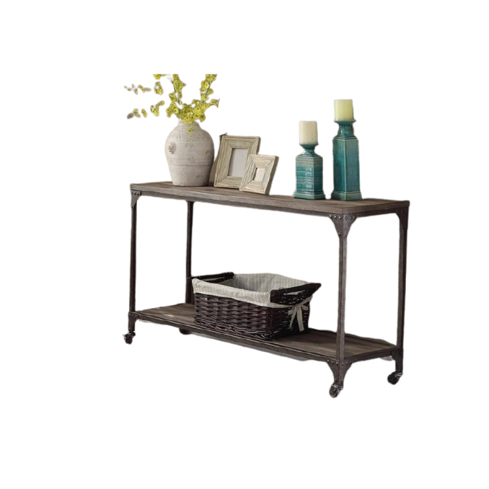 Weathered Oak And Antique Silver End Table By Homeroots | End Tables | Modishstore - 2
