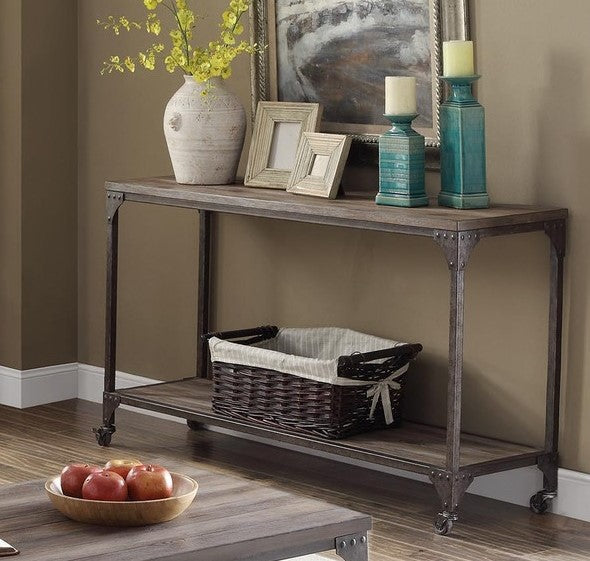 Weathered Oak And Antique Silver End Table By Homeroots | End Tables | Modishstore - 3