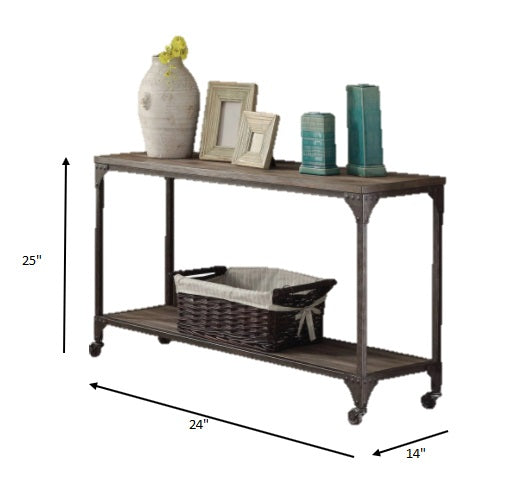 Weathered Oak And Antique Silver End Table By Homeroots | End Tables | Modishstore - 5