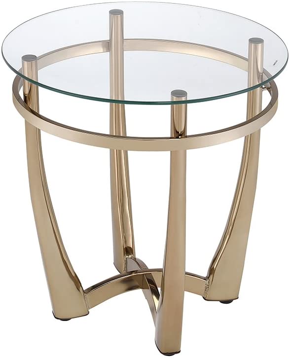 25' X 23' Champagne And Clear Glass End Table By Homeroots | End Tables | Modishstore