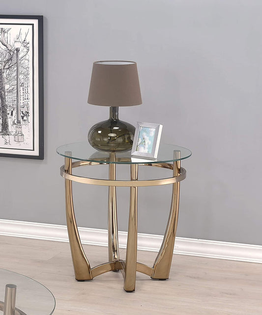 25' X 23' Champagne And Clear Glass End Table By Homeroots | End Tables | Modishstore - 2