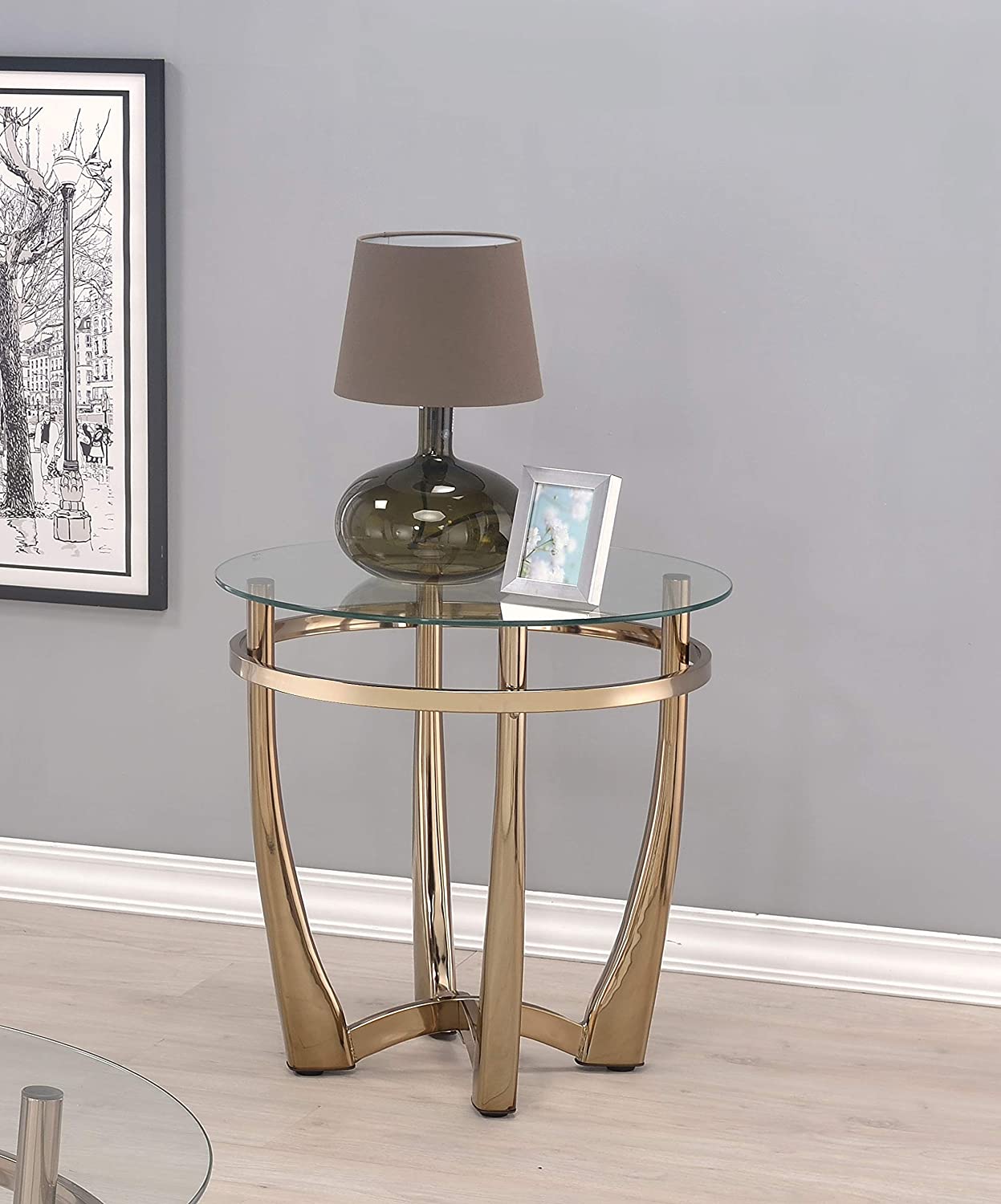 25' X 23' Champagne And Clear Glass End Table By Homeroots | End Tables | Modishstore