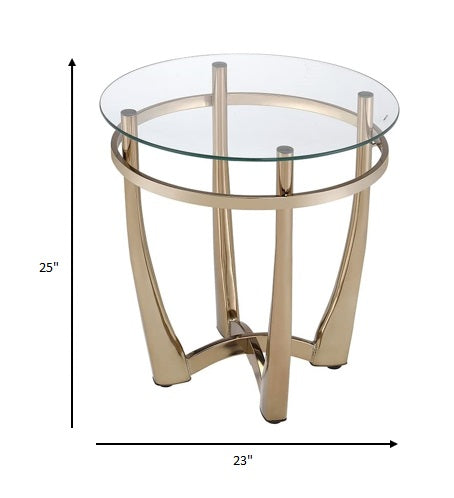 25' X 23' Champagne And Clear Glass End Table By Homeroots | End Tables | Modishstore - 3