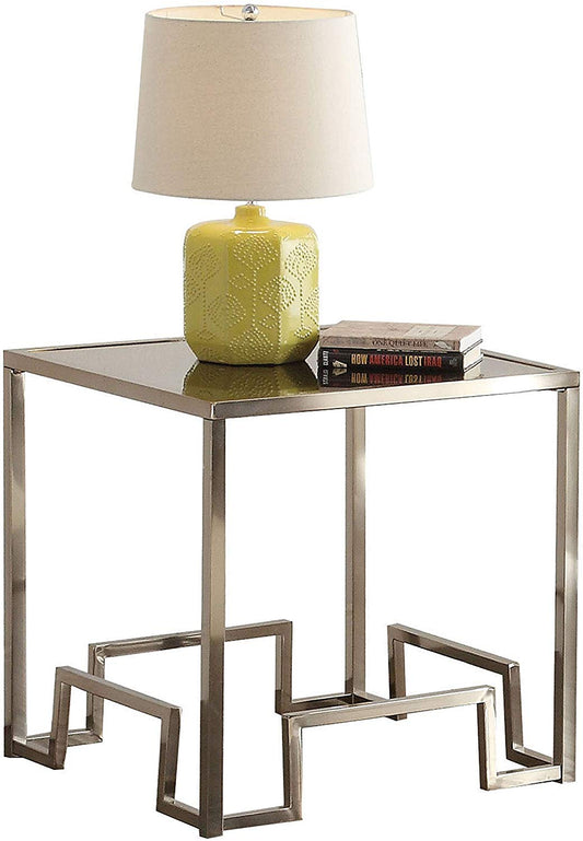 Champagne and Clear Glass End Table By Homeroots | End Tables | Modishstore