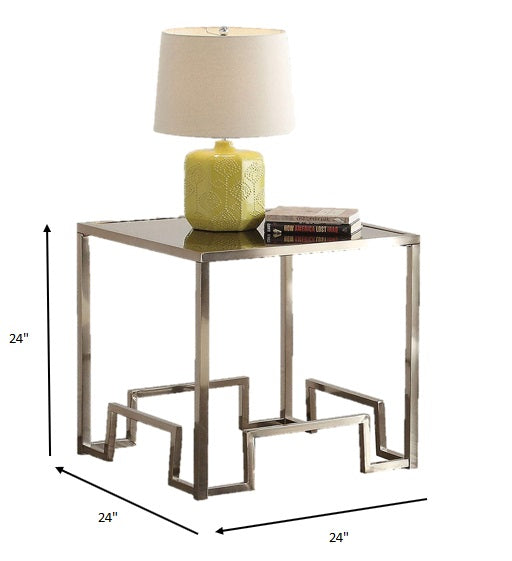 Champagne and Clear Glass End Table By Homeroots | End Tables | Modishstore - 2