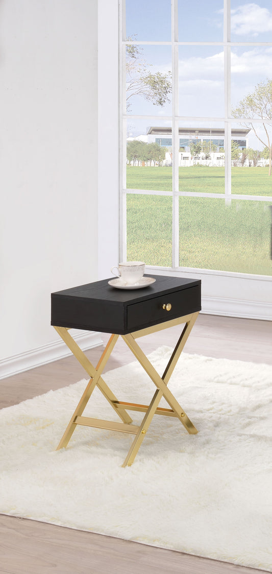 Black Brass Single Drawer Side Table By Homeroots | Side Tables | Modishstore