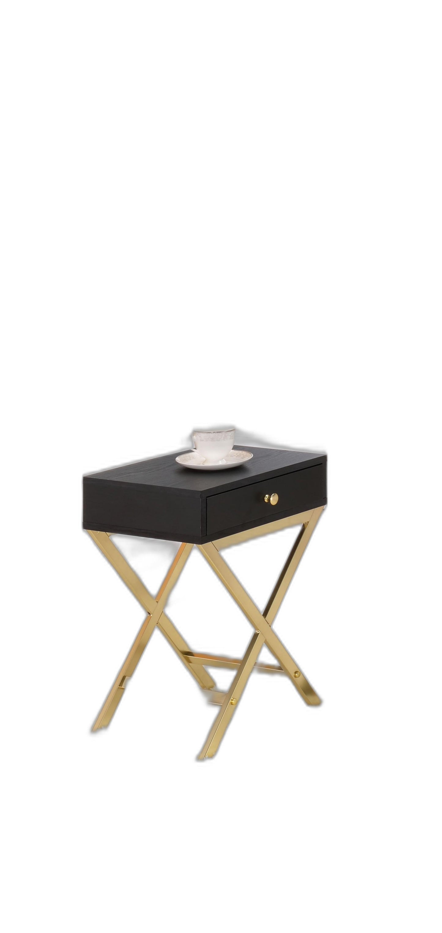 Black Brass Single Drawer Side Table By Homeroots | Side Tables | Modishstore - 4