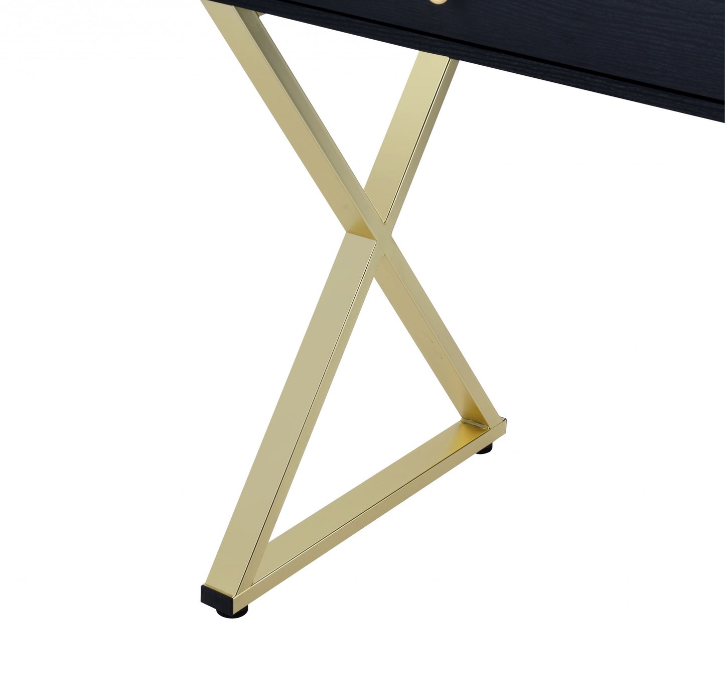 Black And Brass Particle Board Desk By Homeroots | Desks | Modishstore - 2