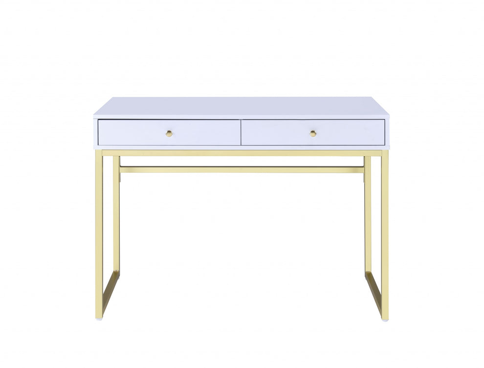 Black And Brass Particle Board Desk By Homeroots | Desks | Modishstore - 7