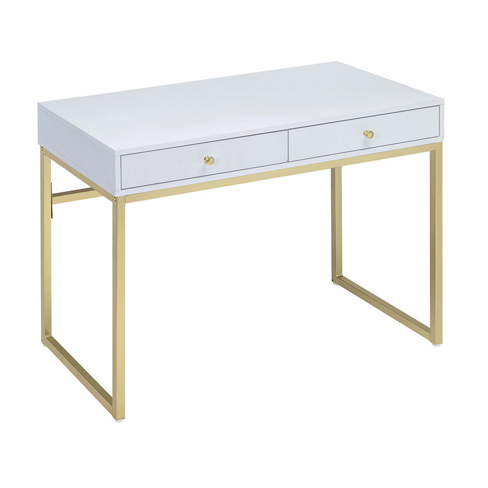 Black And Brass Particle Board Desk By Homeroots | Desks | Modishstore - 8