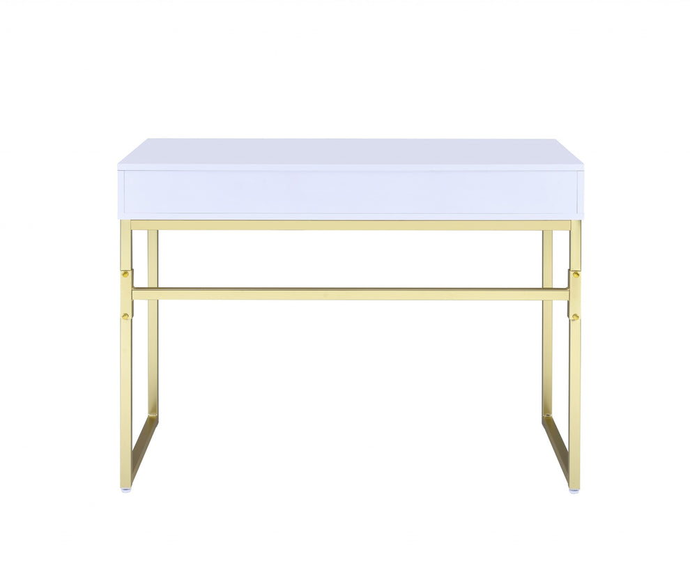 Black And Brass Particle Board Desk By Homeroots | Desks | Modishstore - 9