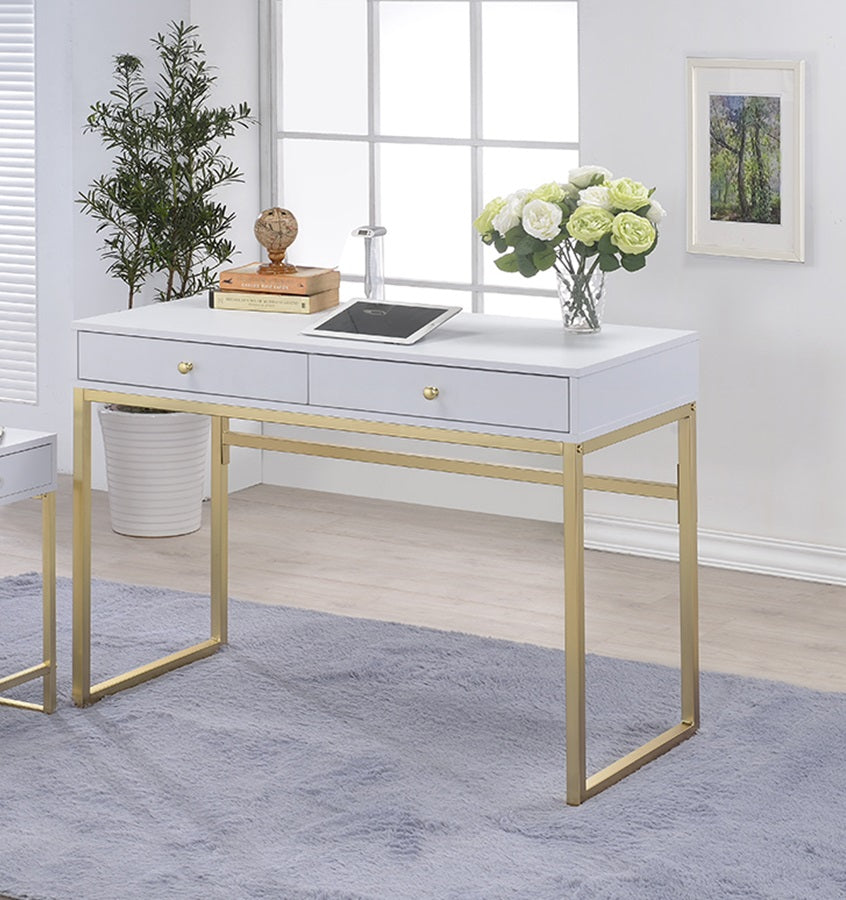 Black And Brass Particle Board Desk By Homeroots | Desks | Modishstore - 10