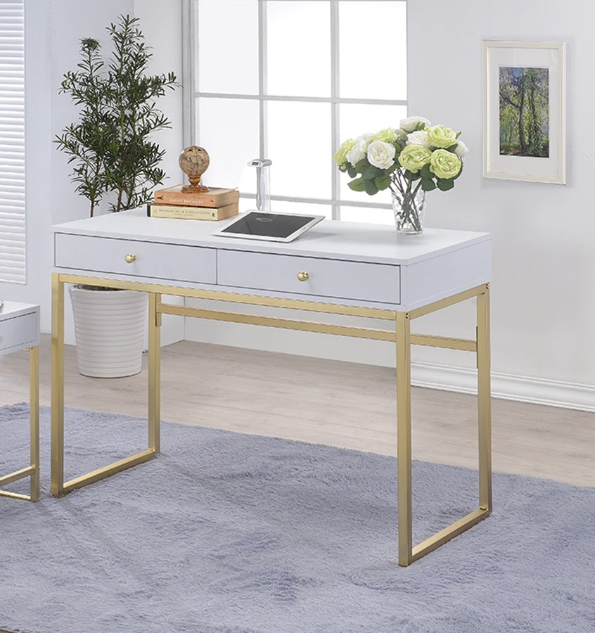 Black And Brass Particle Board Desk By Homeroots | Desks | Modishstore - 6