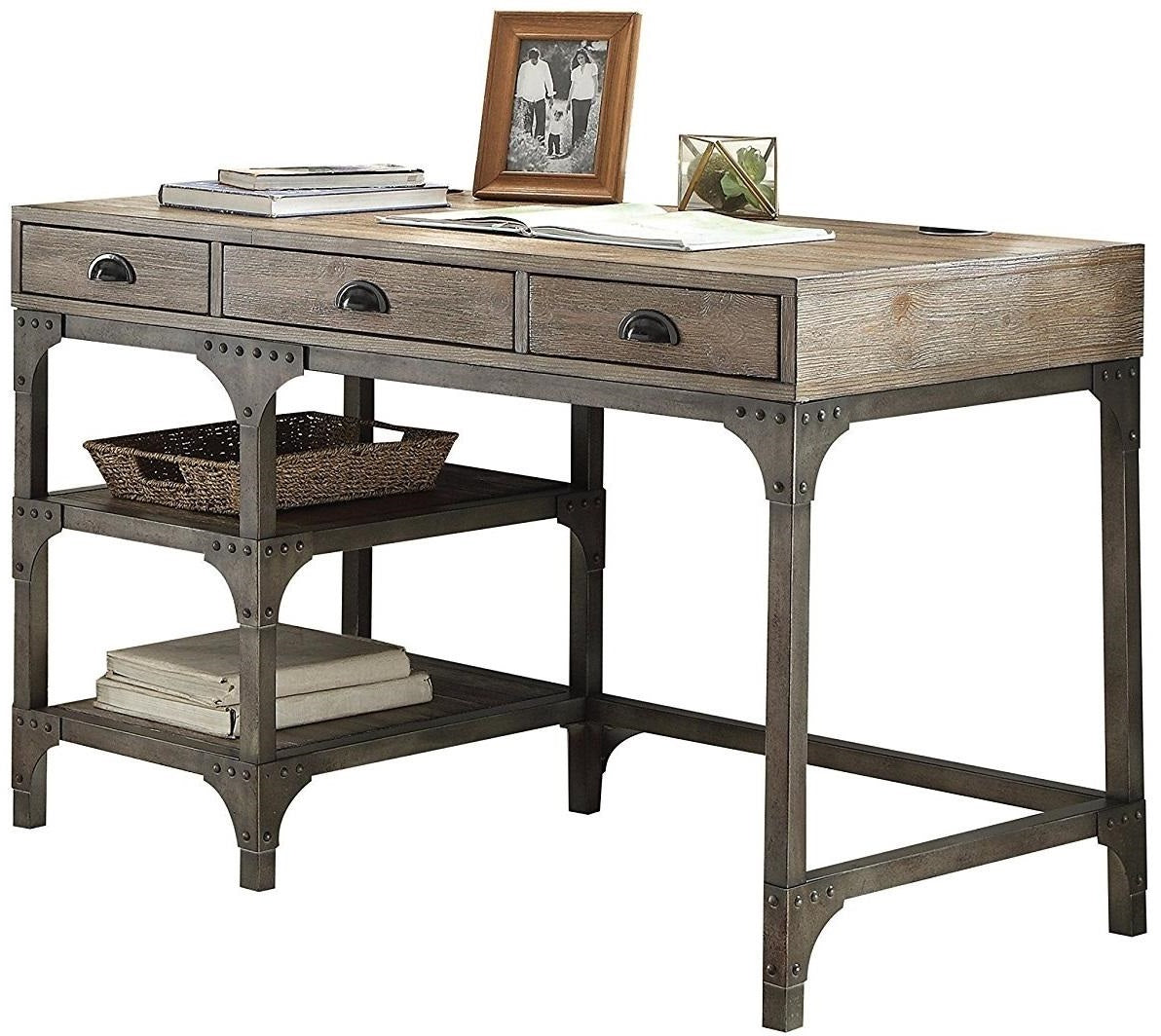 Weathered Oak And Antique Silver Desk By Homeroots | Desks | Modishstore