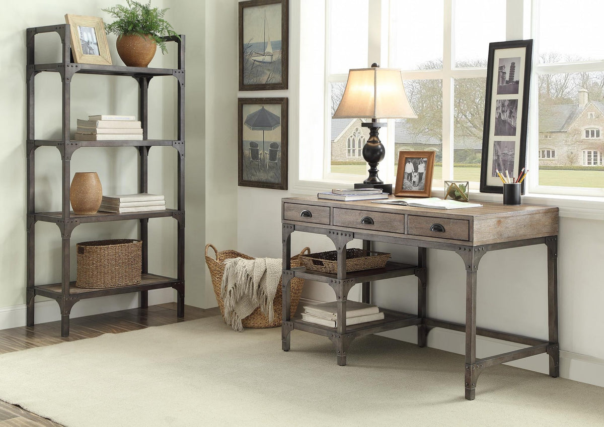 Weathered Oak And Antique Silver Desk By Homeroots | Desks | Modishstore