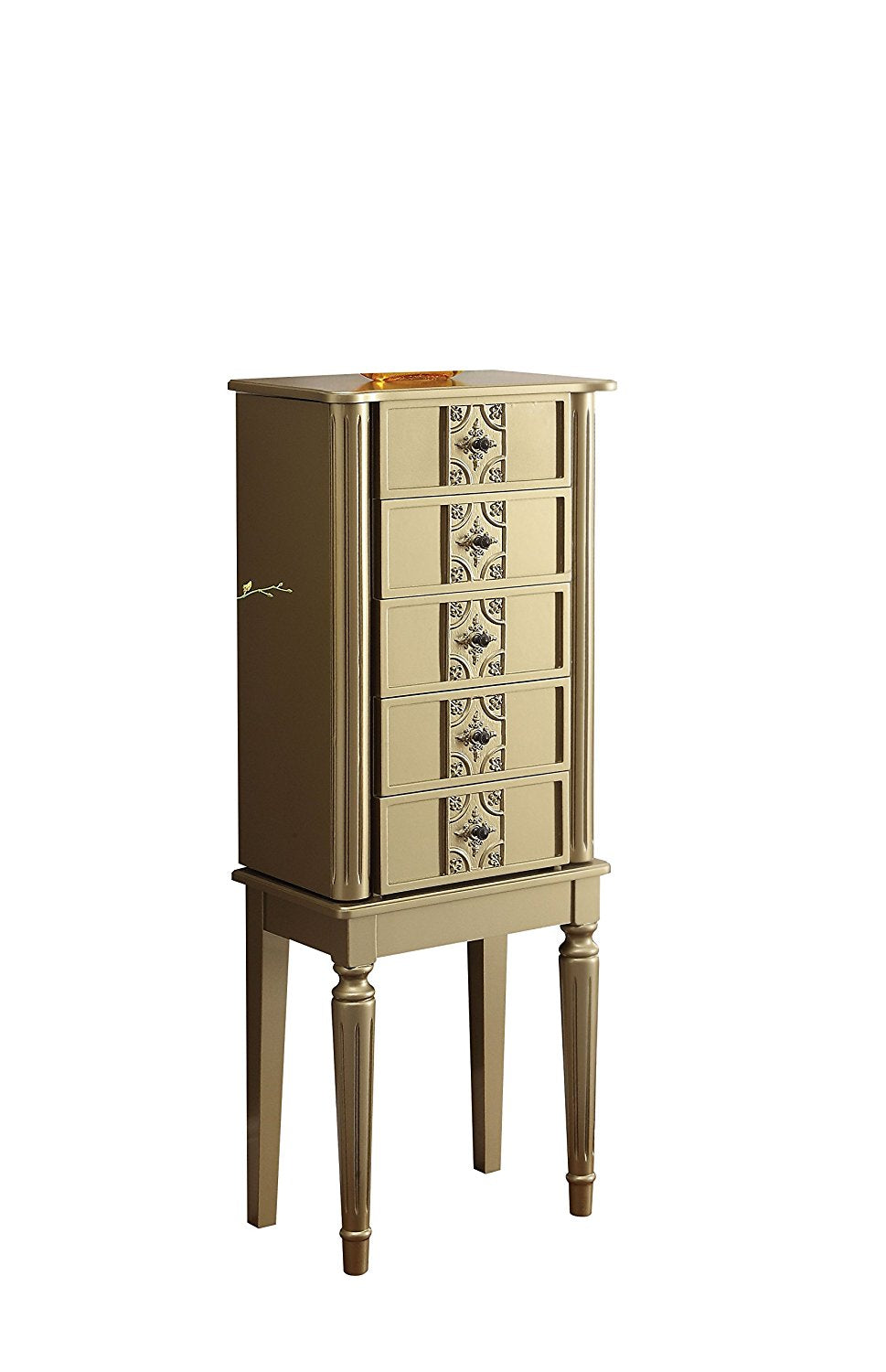 White Mirror Jewelry Armoire By Homeroots | Armoires & Wardrobes | Modishstore - 5