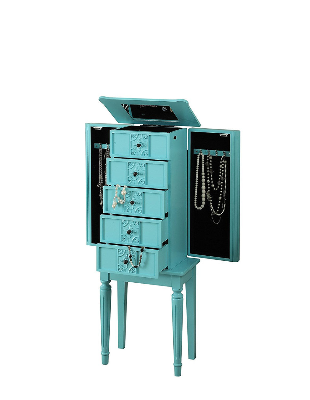 White Mirror Jewelry Armoire By Homeroots | Armoires & Wardrobes | Modishstore - 8