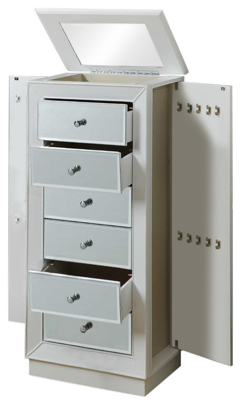 White Jewelry Armoire By Homeroots | Armoires & Wardrobes | Modishstore - 2
