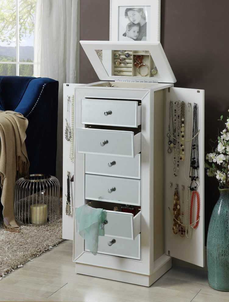 White Jewelry Armoire By Homeroots | Armoires & Wardrobes | Modishstore