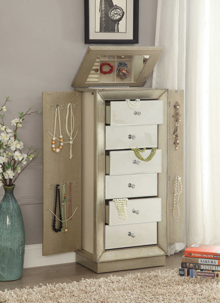 White Jewelry Armoire By Homeroots | Armoires & Wardrobes | Modishstore - 4