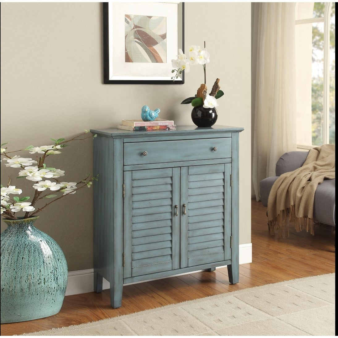 Antique Blue Wooden Console Table By Homeroots - 286111 | Console Tables | Modishstore