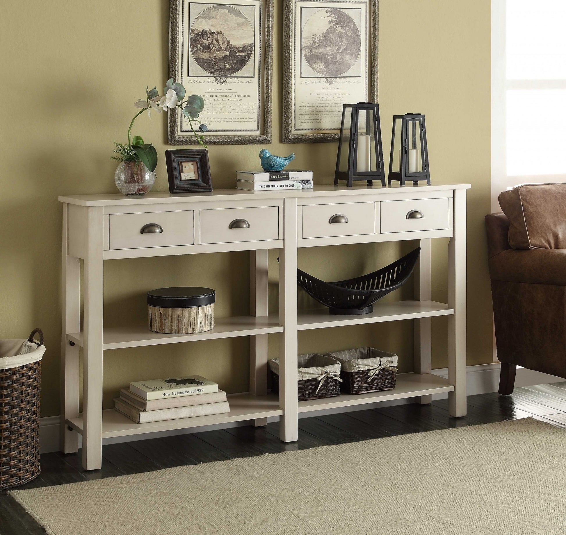Cream Wooden Console Table By Homeroots - 286113 | Console Tables | Modishstore