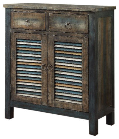 Antique Oak And Teal Wooden Console Table By Homeroots | Console Tables | Modishstore - 2