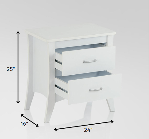 White Wooden 2 Drawer Nightstand By Homeroots | Nightstands | Modishstore - 5