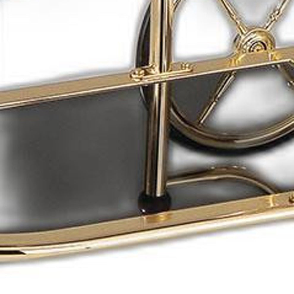 Golden Plated And Black Glass Serving Cart By Homeroots | Bar Carts | Modishstore - 5
