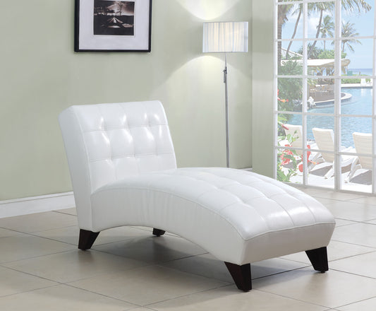 White Faux Leather Chaise Lounge Chair By Homeroots | Lounge Chairs | Modishstore - 2