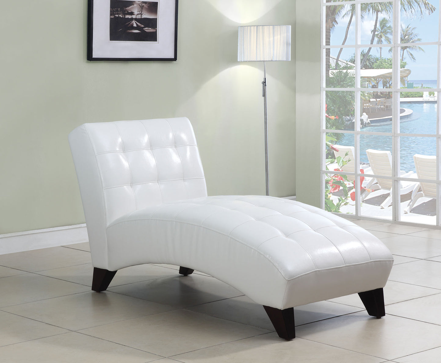 White Faux Leather Chaise Lounge Chair By Homeroots | Lounge Chairs | Modishstore