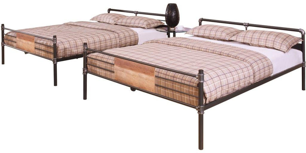 Sandy Black Dark Bronze Handbrushed Queen Over Queen Bunk Bed By Homeroots - 286143 | Beds | Modishstore - 3