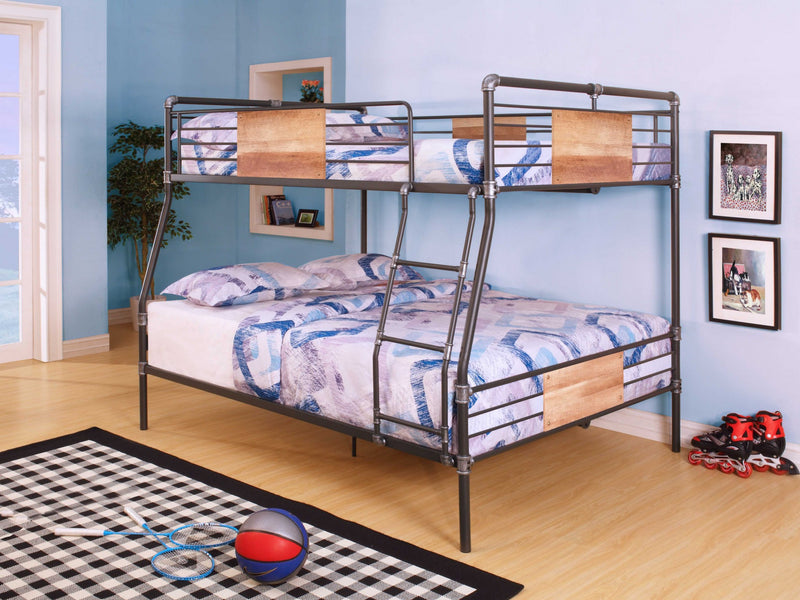 Sandy Black Dark Bronze Handbrushed Full Xl Over Queen Bunk Bed By Homeroots - 286144 | Beds | Modishstore