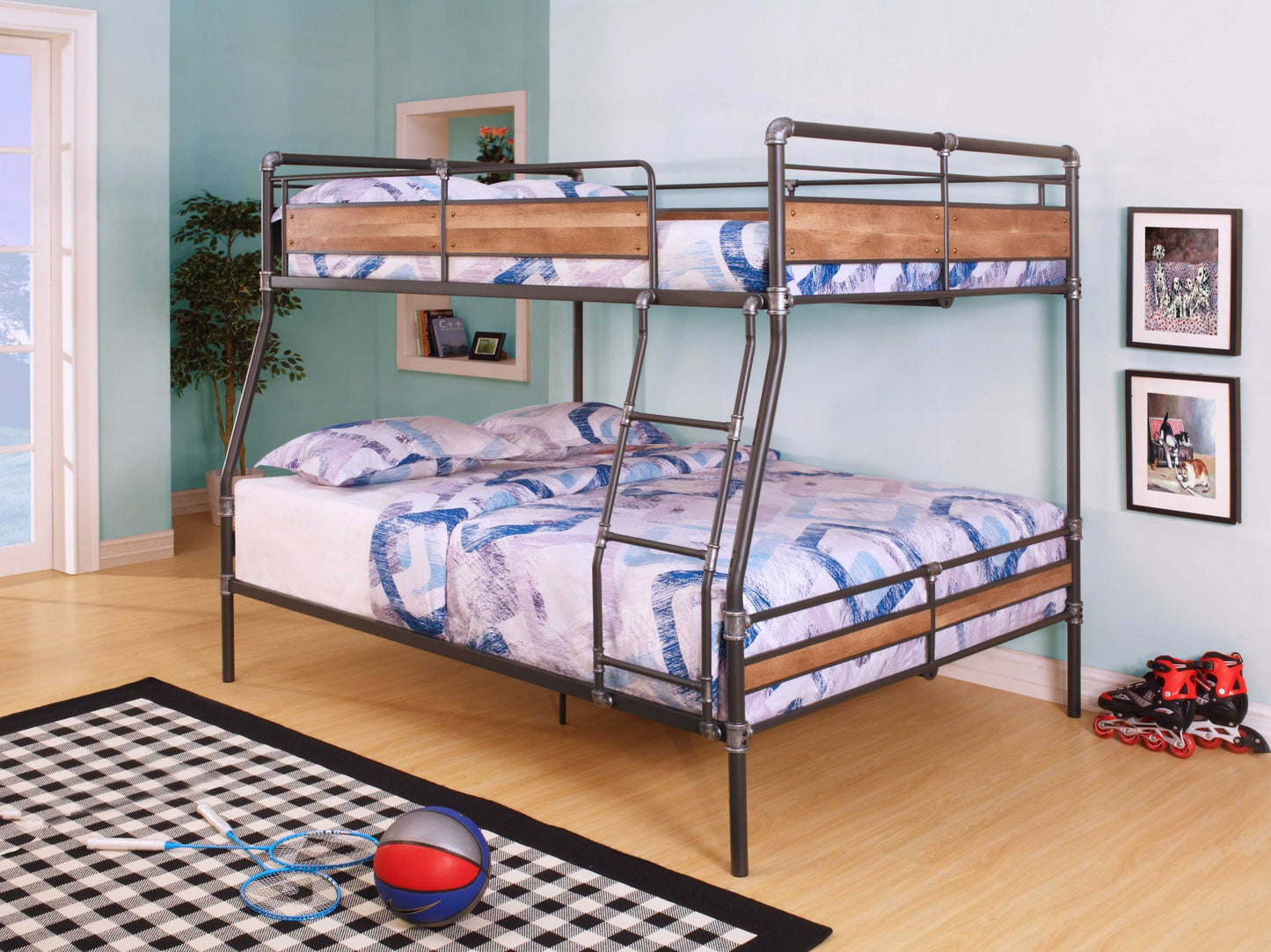 Sandy Black Dark Bronze Handbrushed Full Xl Over Queen Bunk Bed By Homeroots - 286146 | Beds | Modishstore