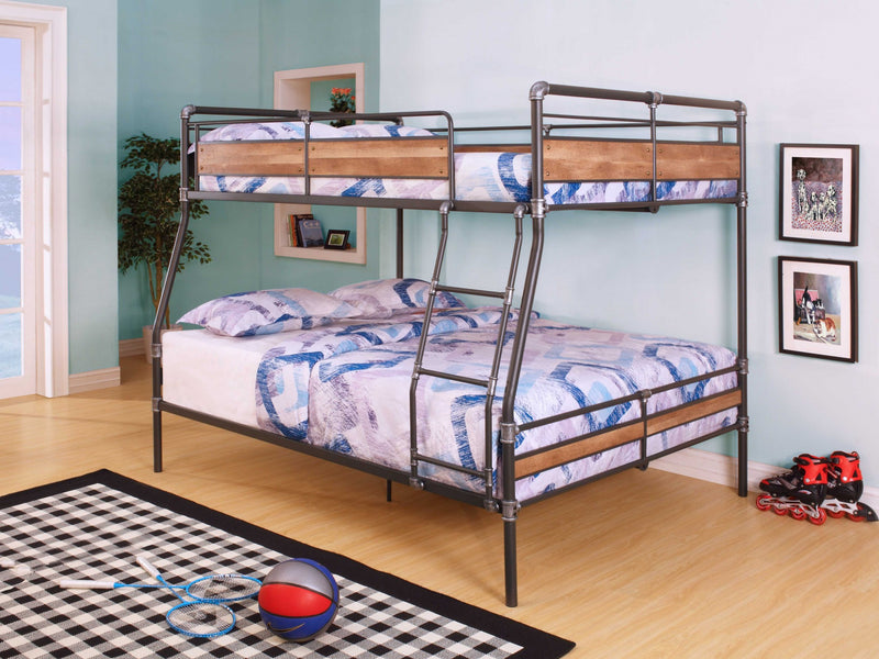 Sandy Black Dark Bronze Handbrushed Full Xl Over Queen Bunk Bed By Homeroots - 286146 | Beds | Modishstore