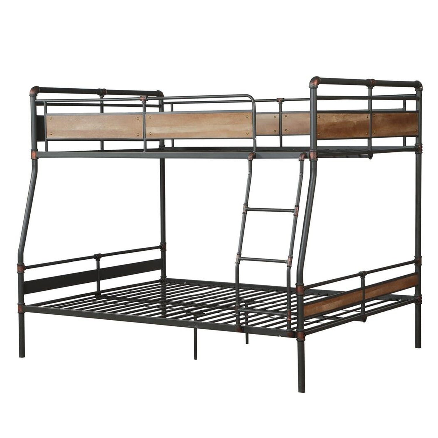 Sandy Black Dark Bronze Handbrushed Full Xl Over Queen Bunk Bed By Homeroots - 286146 | Beds | Modishstore - 2