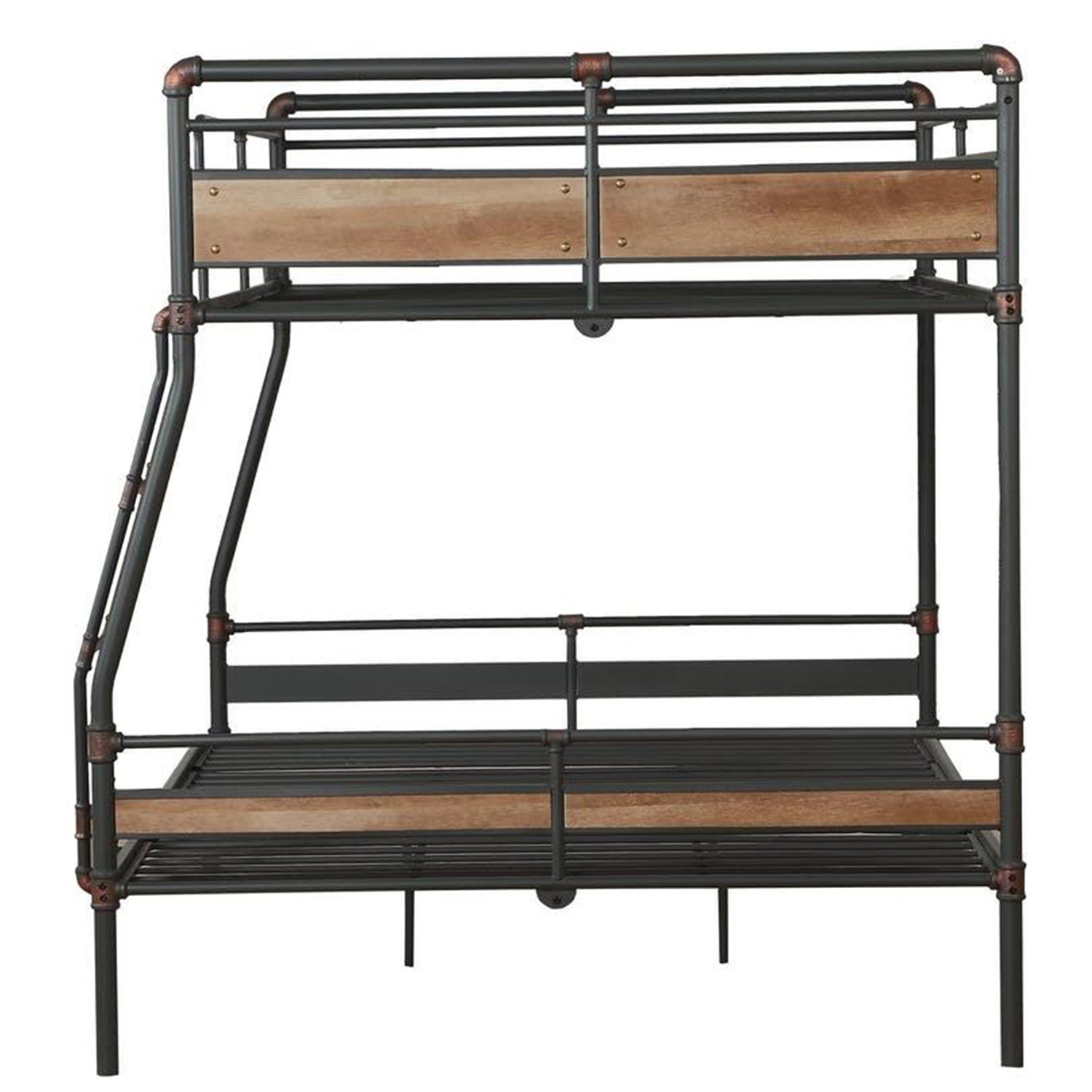 Sandy Black Dark Bronze Handbrushed Full Xl Over Queen Bunk Bed By Homeroots - 286146 | Beds | Modishstore - 3