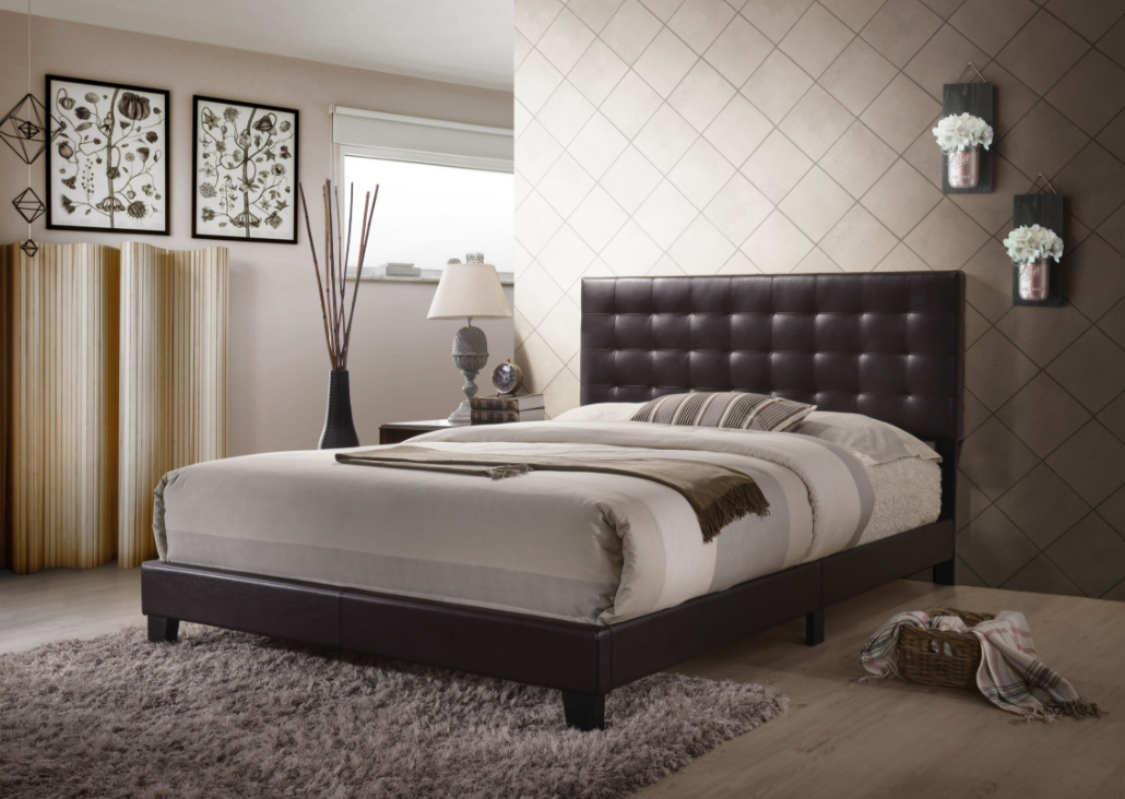 Queen Espresso Pu Bed By Homeroots - 286157 | Beds | Modishstore