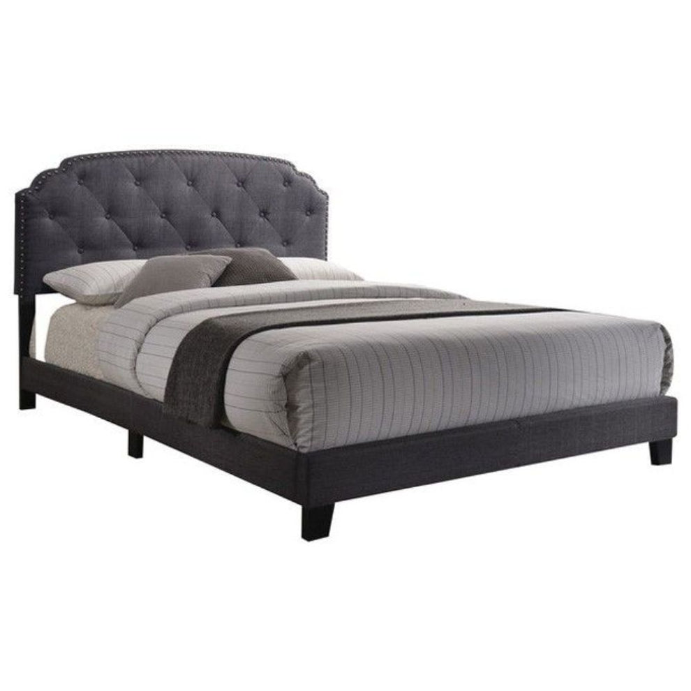 Queen Gray Fabric Bed By Homeroots | Beds | Modishstore - 2