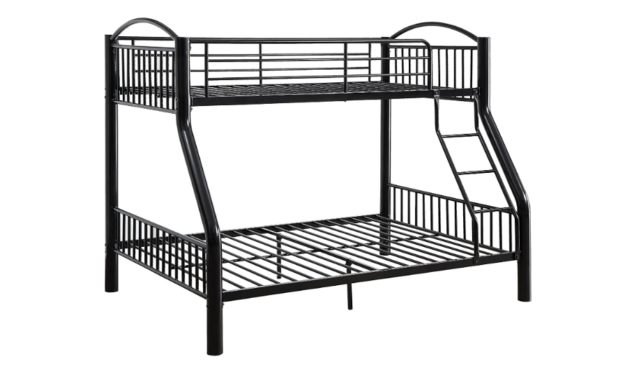 Twin Over Full Black Bunk Bed By Homeroots | Beds | Modishstore - 2