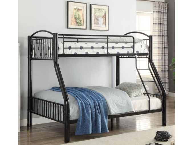 Twin Over Full Black Bunk Bed By Homeroots | Beds | Modishstore - 2