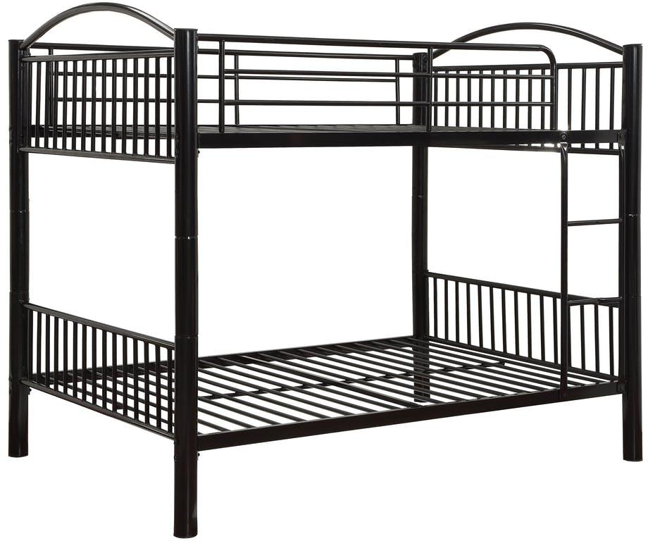Black Metal Full Over Full Bunk Bed By Homeroots | Beds | Modishstore - 2