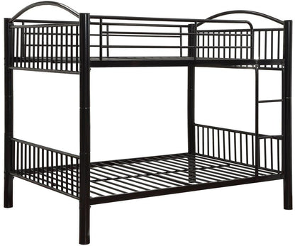 Black Metal Full Over Full Bunk Bed By Homeroots | Beds | Modishstore - 2