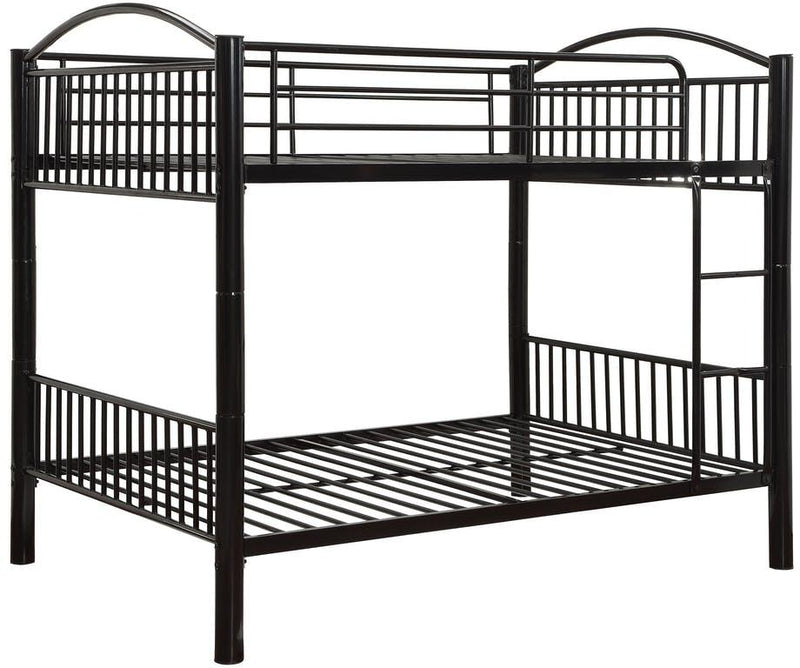 Black Metal Full Over Full Bunk Bed By Homeroots | Beds | Modishstore - 2