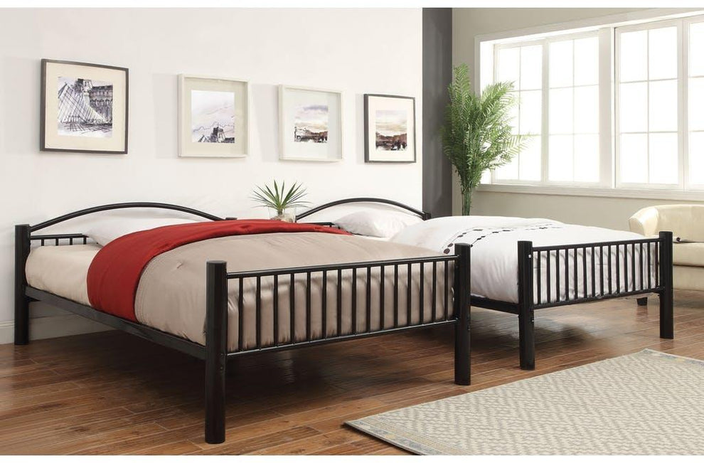 Black Metal Full Over Full Bunk Bed By Homeroots | Beds | Modishstore - 3