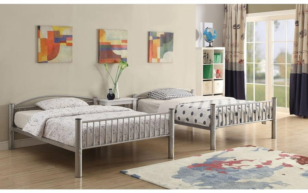 Black Metal Full Over Full Bunk Bed By Homeroots | Beds | Modishstore - 6