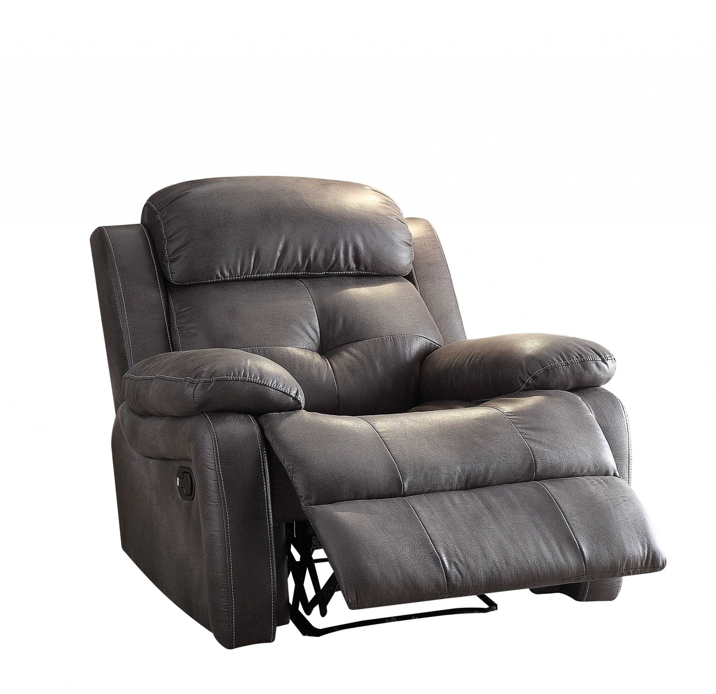 Gray Polished Microfiber Fabric Recliner By Homeroots | Recliners | Modishstore