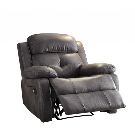 Gray Polished Microfiber Fabric Recliner By Homeroots | Recliners | Modishstore