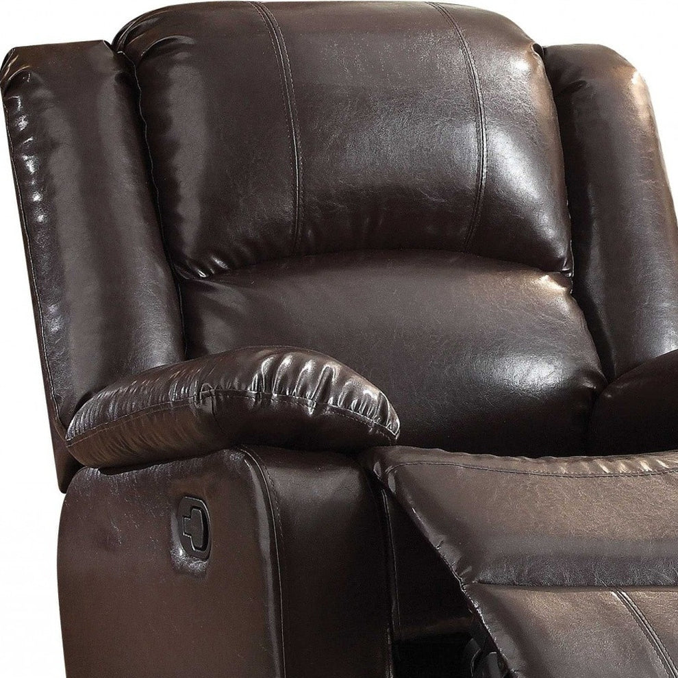 Espresso Pu Recliner By Homeroots | Recliners | Modishstore - 3