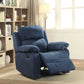 Microfiber Motion Recliner Chair in Blue By Homeroots | Chairs & Recliners | Modishstore